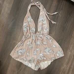 Tobi Floral Backless Halter Dress - Soft Pink